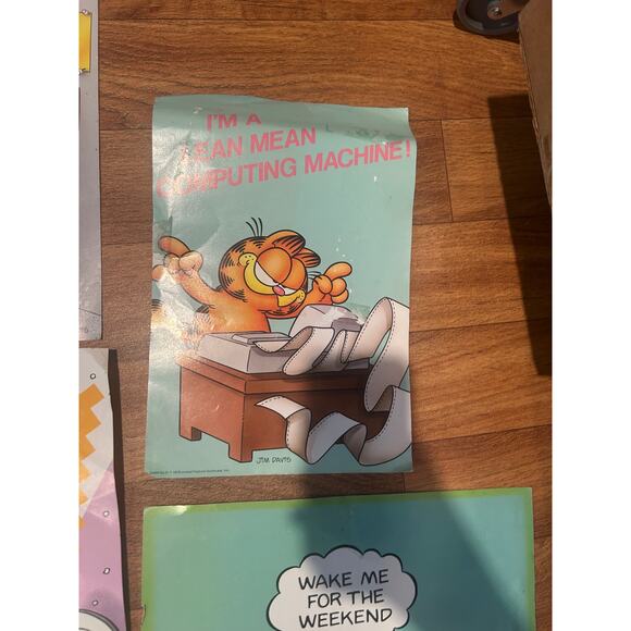 Vintage Garfield Sign Cards & Posters Jim Davis Lot of 7 80s/90s - Picture 6 of 8